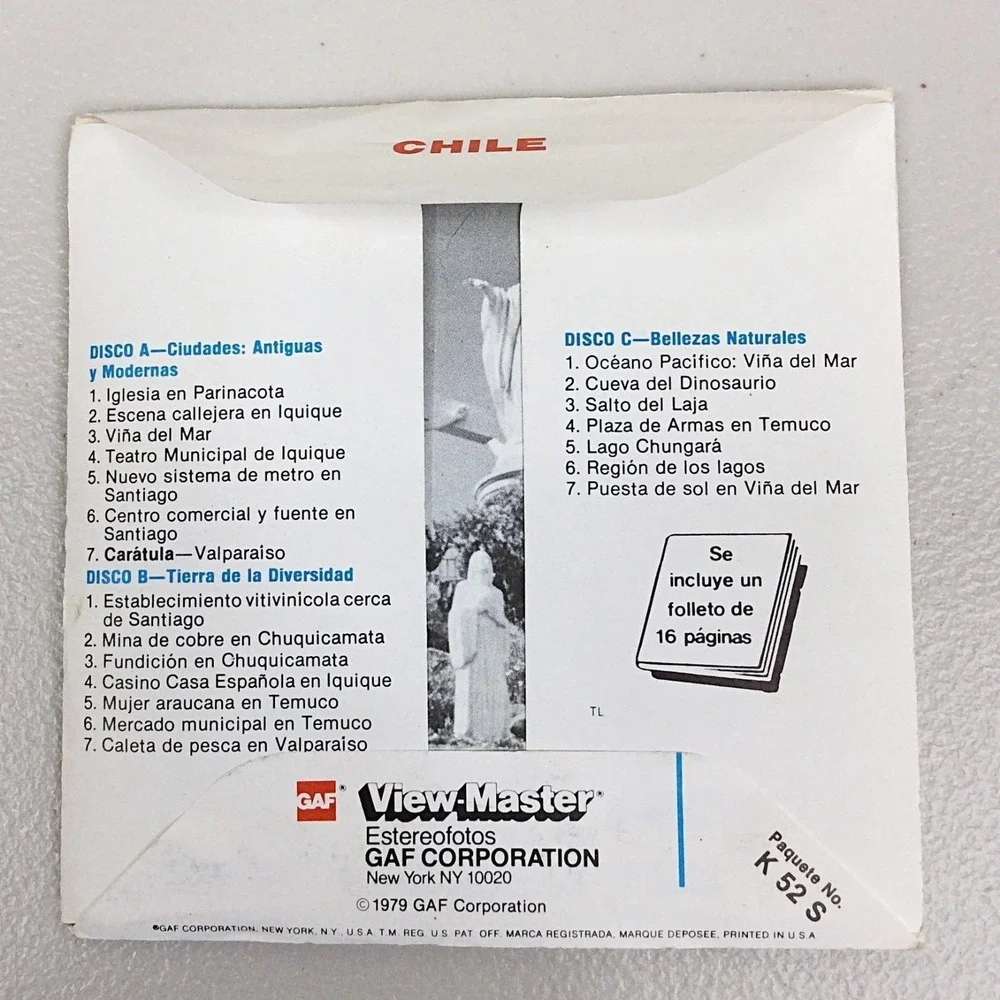 VTG View Master GAF 1979 Chile K52S Viajes Alrededor Del Mundo 3 Reel Set